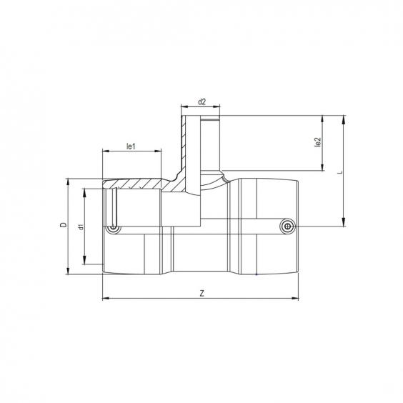 PE Elektroschweiß-T-Stück reduziert - 90 x 63 x 90mm / 2x Schweißmuffe / 1x Schweißstutzen reduziert